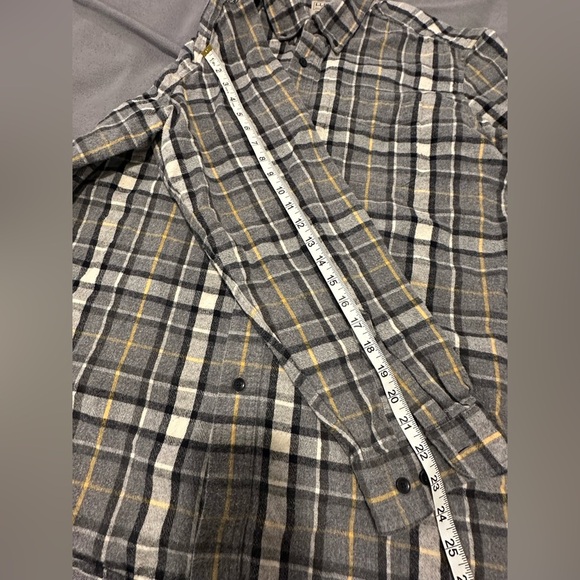 L. L. Bean Mens XL Reg Flannel Plaid Gray Black Yellow Button Up. Thick Warm. - Picture 5 of 10